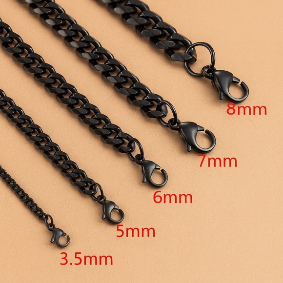 Cuban Link Chain Black lon-Plated 5mm - Picture 5 of 5